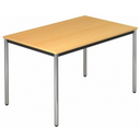 Bureau DORAN DR12 C in beukenlook met verchroomde ronde buispoten van hjh OFFICE PRO