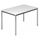 Witte tafel DORAN DR12 C met verchroomde ronde buispoten van hjh OFFICE PRO