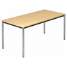 Bureau DORAN DR16 C met esdoornhouten blad en verchroomde ronde buispoten van hjh OFFICE PRO