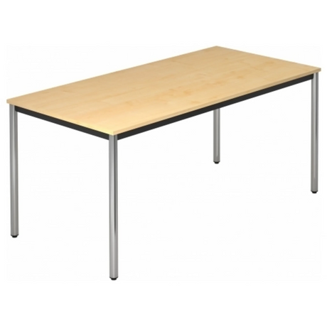 Bureau DORAN DR16 C met esdoornhouten blad en verchroomde ronde buispoten van hjh OFFICE PRO
