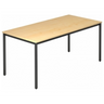 Schrijfbureau DORAN DR16 D met een licht esdoornhouten blad en zwarte ronde buispoten van hjh OFFICE PRO