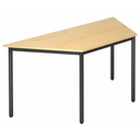 Schrijfbureau DORAN DRTR D met esdoornkleurig blad en zwart rondbuisframe van hjh OFFICE PRO