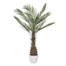 Groene Kunstplant DRACAENA met waaiervormige palmbladeren in een witte pot van hjh OFFICE