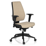 Beige Professionele bureaustoel PRO-TEC 500 met armleuningen en een zwart vijfster-onderstel van hjh OFFICE – 360-gradenweergave (schuin vooraanzicht 40°)
