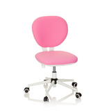 Roze Kinder bureaustoel KID VIVO met wit kruisvoet en vijf zwenkwielen van hjh OFFICE – 360-gradenweergave (vooraanzicht 20°)