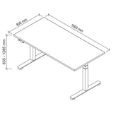 Technische tekening van het bureau XDSM 16 G met 1600 × 800 mm van hjh OFFICE PRO