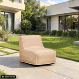Beige Sitzolo Air luchtbank op een terras voor een groenvoorziening van hjh LIVING (AI-gegenereerde afbeelding)
