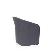 Donkergrijze Gestoffeerde fauteuil SAN JUAN met afgeronde rugleuning en armleuningen van hjh OFFICE – 360-gradenweergave (schuin achteraanzicht 120°)