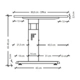 Maßzeichnung des höhenverstellbaren Schreibtischs MEGA 8 S mit einer Breite von 80 cm von hjh OFFICE PRO