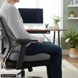 Zwart MEDISIT VI zitkussen op een bureaustoel van hjh OFFICE (AI-gegenereerde afbeelding)