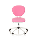 Roze Kinder bureaustoel KID VIVO met wit kruisvoet en vijf zwenkwielen van hjh OFFICE – 360-gradenweergave (vooraanzicht 0°)
