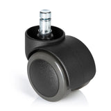 Zwarte Bureaustoelwielen 5x ROLO FREE 11mm/50mm voor harde vloeren met metalen pen van hjh OFFICE – 360-gradenweergave (vooraanzicht 0°)