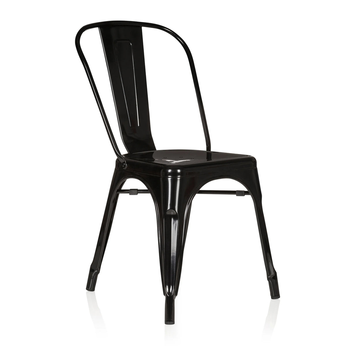Zwarte Bistrostoel VANTAGGIO COMFORT met metalen frame en hoge rugleuning van hjh OFFICE – 360-gradenweergave (schuin vooraanzicht 40°)