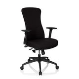 Zwarte Professionele bureaustoel OFFICE XT PRO met armleuningen en vijfpoot met zwenkwielen van hjh OFFICE – 360-gradenweergave (schuin vooraanzicht 40°)