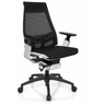Professionele bureaustoel GENIDIA SMART WHITE CM met zwarte netbekleding en chromen details van hjh OFFICE