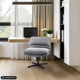 Donkergrijze Criss-Cross 20 loungestoel voor een bureau van hjh LIVING (AI-gegenereerde afbeelding)