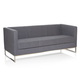 Donkergrijze lounge bank BARBADOS als driezitter met metalen frame van hjh OFFICE – 360-gradenweergave (schuin achteraanzicht 120°)