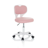 Roze Kinder bureaustoel KIDDY TOP W met wit frame en vijfsterrenvoet met zwenkwielen van hjh OFFICE – 360-gradenweergave (schuin vooraanzicht 30°)