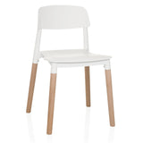 Witte vierpotige stoel SCANDI E met houten poten van hjh LIVING – 360-gradenweergave (vooraanzicht 15°)