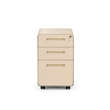 Beige COLOR PLUS I ladeblok van metaal met drie laden en vier zwenkwielen van hjh OFFICE – 360-gradenweergave (vooraanzicht 0°)