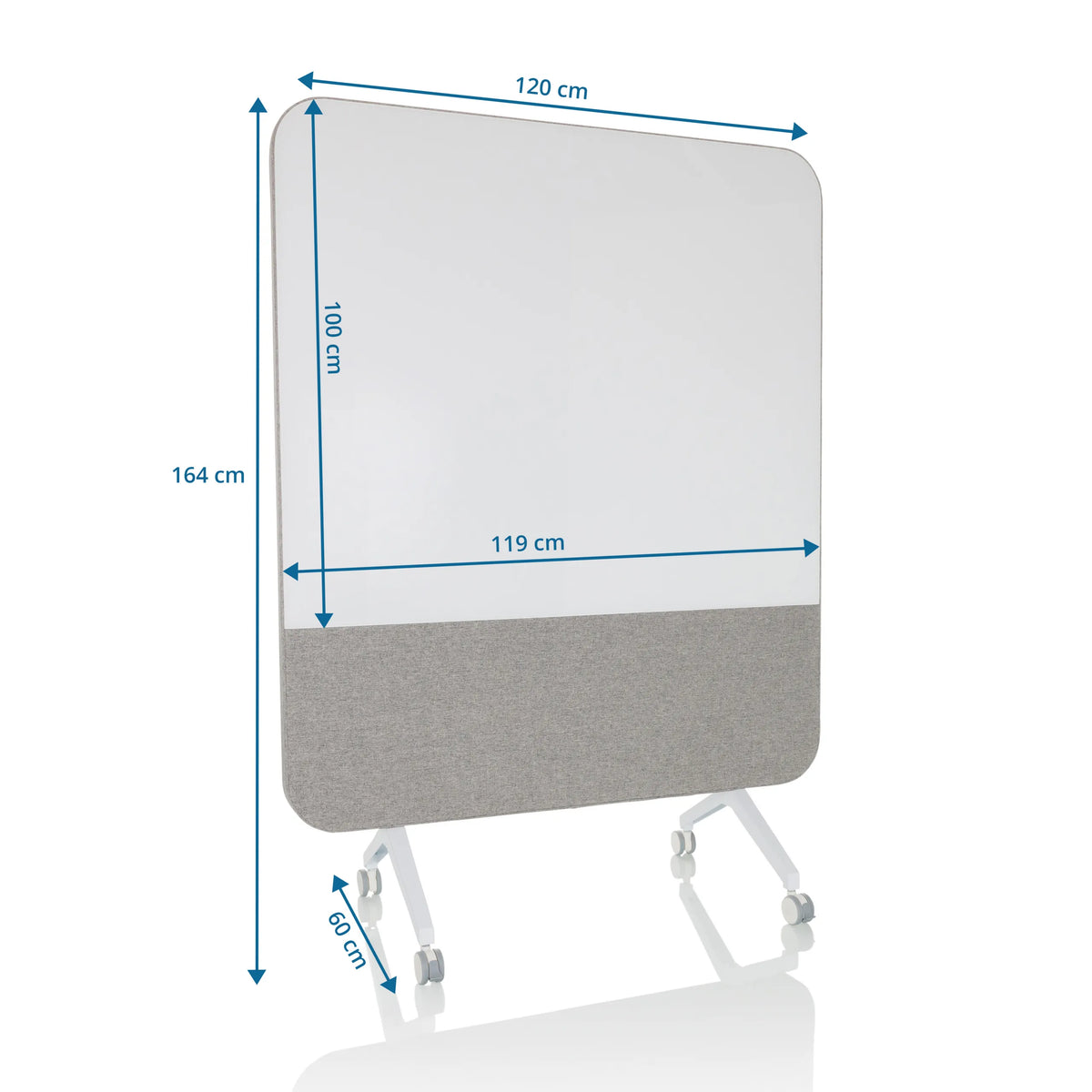 Technische tekening van het Whiteboard VISION BOARD van 120 × 164 cm van hjh OFFICE