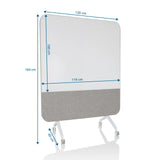 Technische tekening van het Whiteboard VISION BOARD van 120 × 164 cm van hjh OFFICE