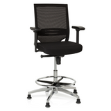 Zwarte Baliestoel TOP WORK 77 met netrug, voetring en vijf glijders van hjh OFFICE – 360-gradenweergave (vooraanzicht 20°)