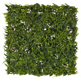 Groene Plantmat MORE GREEN I met varenbladeren en kleine witte bloemetjes van hjh OFFICE – 360-gradenweergave (vooraanzicht 0°)