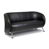 Zwarte lounge bank ST. LUCIA als driezitter met glanzende metalen poten van hjh OFFICE – 360-gradenweergave (achteraanzicht 180°)