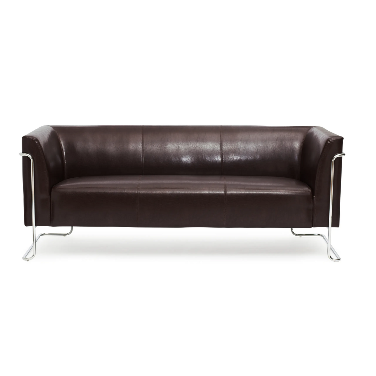 Bruine lounge bank CURACAO als driezitter met verchroomd frame van hjh OFFICE – 360-gradenweergave (achteraanzicht 180°)