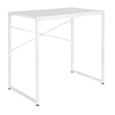 Wit Bureau EASY UP H I met een eenvoudig metalen frame en kruisverbindingen van hjh OFFICE