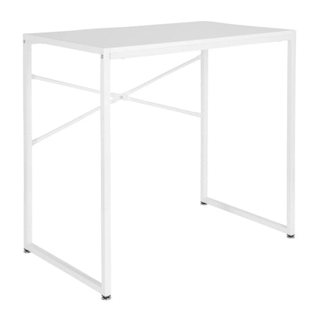 Wit Bureau EASY UP H I met een eenvoudig metalen frame en kruisverbindingen van hjh OFFICE