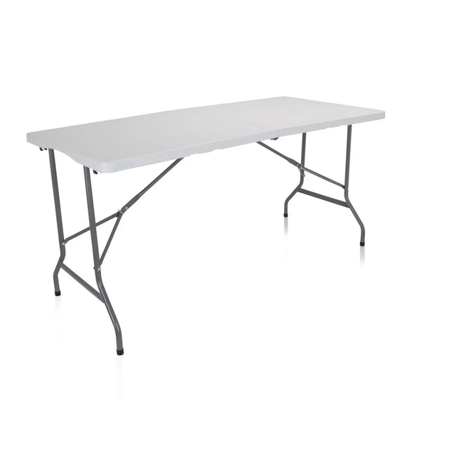 Witte klaptafel EASY UP MULTI II met rechthoekig blad en grijs metalen onderstel van hjh OFFICE