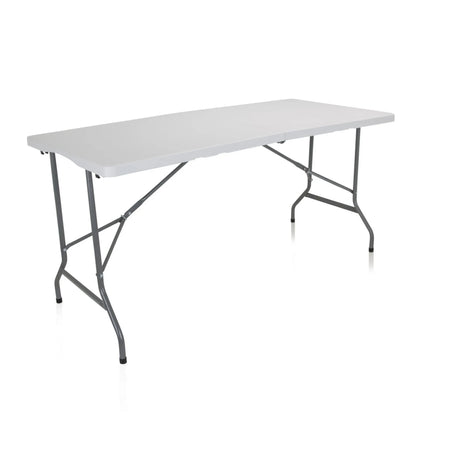 Witte klaptafel EASY UP MULTI II met rechthoekig blad en grijs metalen onderstel van hjh OFFICE