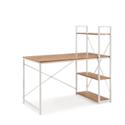 Bureau Easy Up3 in wit en eiken met geïntegreerd drielaags rek van hjh LIVING
