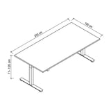 Technische tekening van het bureau XMST 2E S van 200 × 100 cm van hjh OFFICE PRO