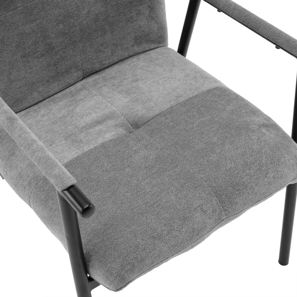 Grijze stoffen bekleding van de zitting en rugleuning van de gestoffeerde stoel Lifea Flex van hjh LIVING