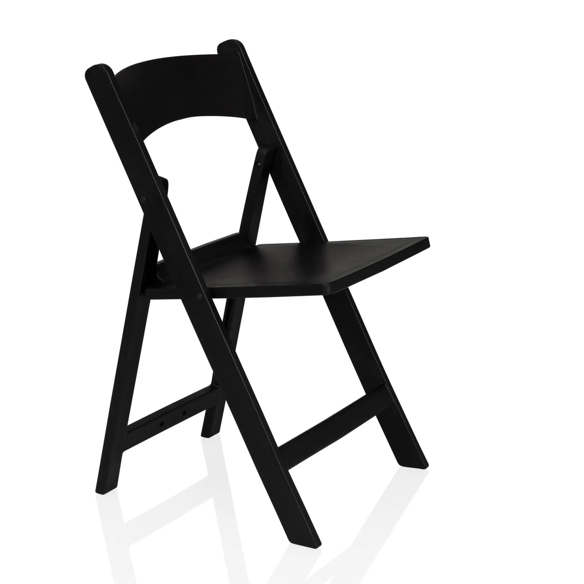 Zwarte Outdoor stoel TRAVANO 1 met rugleuning en vierkant frame van hjh LIVING – 360-gradenweergave (schuin vooraanzicht 58°)