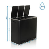 Maattekening van de Prullenbak Clean 9 met 61 × 31,5 cm en 54 L inhoud van hjh OFFICE