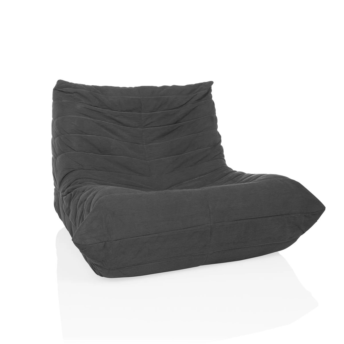 Grijze Lounge stoel Sitzolo met corduroy bekleding en gestructureerd oppervlak van hjh LIVING – 360-gradenweergave (vooraanzicht 15°)