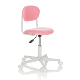 Roze Kinder bureaustoel KIDDY BASE I met voetkruis en vijf zwenkwielen van hjh OFFICE – 360-gradenweergave (schuin vooraanzicht 45°)