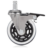 Bureaustoelwielen 5x ROLO SKATE CT 11mm/75mm met parkeerrem in zilver en transparant voor harde vloeren van hjh OFFICE