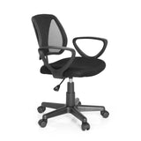 Zwarte Kinder bureaustoel KIDDY CD met netrugleuning en vijfpoot met rolletjes van hjh OFFICE – 360-gradenweergave (schuin vooraanzicht 60°)