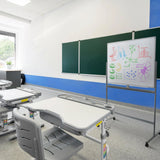 Whiteboard MULTIBOARD I in wit en zilver op een onderstel met zwenkwielen van hjh OFFICE