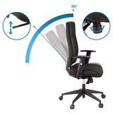 Verstelbare rugleuning met 90°-positie van de professionele bureaustoel PRO-TEC 300 in zwart van hjh OFFICE