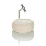 Beige houder voor mobiele telefoon & tablet COMFILAP II met pluche ringkussen van hjh OFFICE – 360-gradenweergave (schuin achteraanzicht 144°)