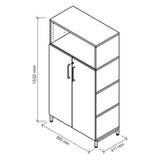 Technische tekening van de archiefkast FlexWall met 1532 × 800 mm van hjh OFFICE PRO