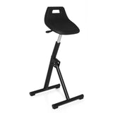Schwarze Stehhilfe TOP WORK 31 mit Sitzschale und T-Fuß von hjh OFFICE – 360-Grad-Ansicht (schräge Frontansicht 40°)