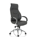 Grijze Professionele directiestoel ELEGANCE I met glanzende chromen armleuningen en stervormig onderstel van hjh OFFICE