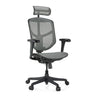 Professionele bureaustoel Enjoy Eco MB in grijs met netbespanning, hoofdsteun en zwarte armleuningen van hjh OFFICE